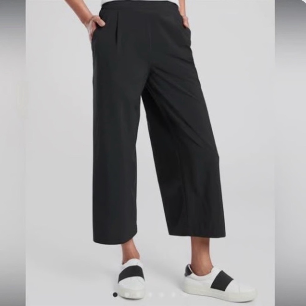 Athleta Brookly Black Cropped Wide-Leg Pants